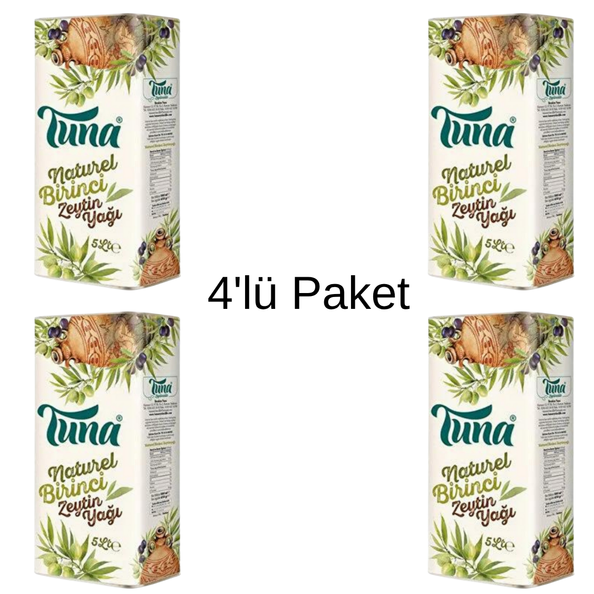 NATUREL BİRİNCİ SOĞUK SIKIM ZEYTİNYAĞI (5 LT) 4' LÜ PAKET