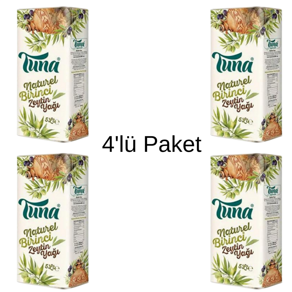NATUREL BİRİNCİ SOĞUK SIKIM ZEYTİNYAĞI (5 LT) 4' LÜ PAKET